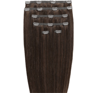 Clip on hair extensions #4 Brun - 7 delar - 60 cm | Gold24